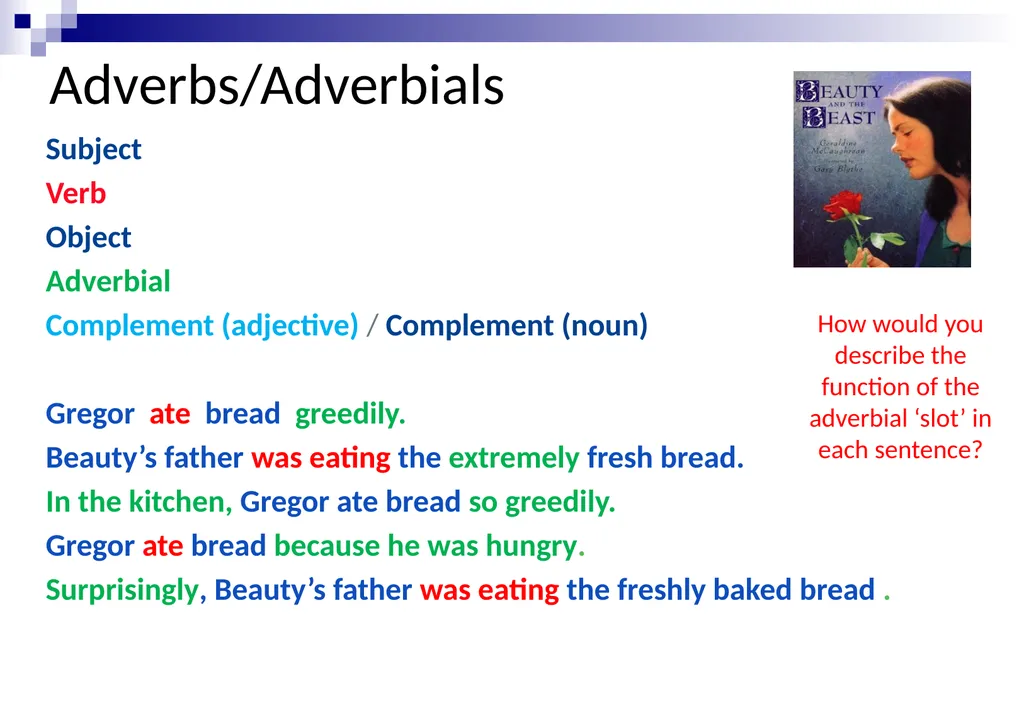 BUILDINg UNDERSTANDING OF Sentences: adverbials - slide 2 of 16