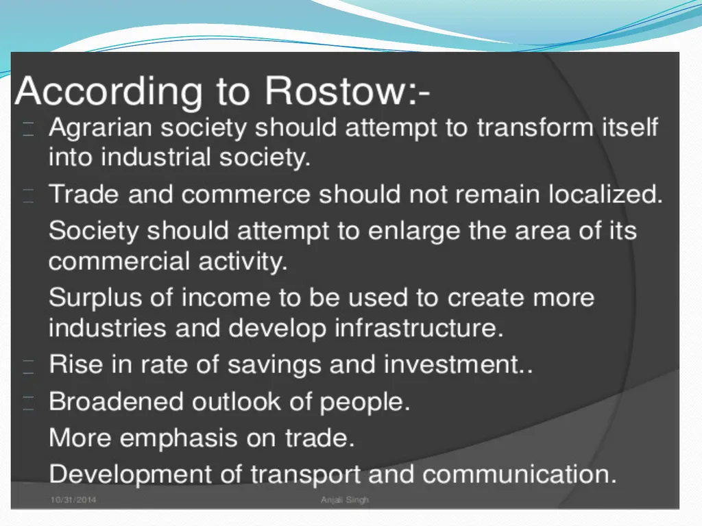 SEM 4: GEOA (2020) Rostow Model of economic growth - slide 9 of 19