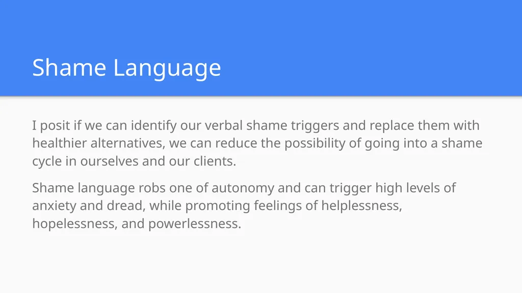 Shame Language Words and Phrases Which Can Trigger - slide 2 of 23
