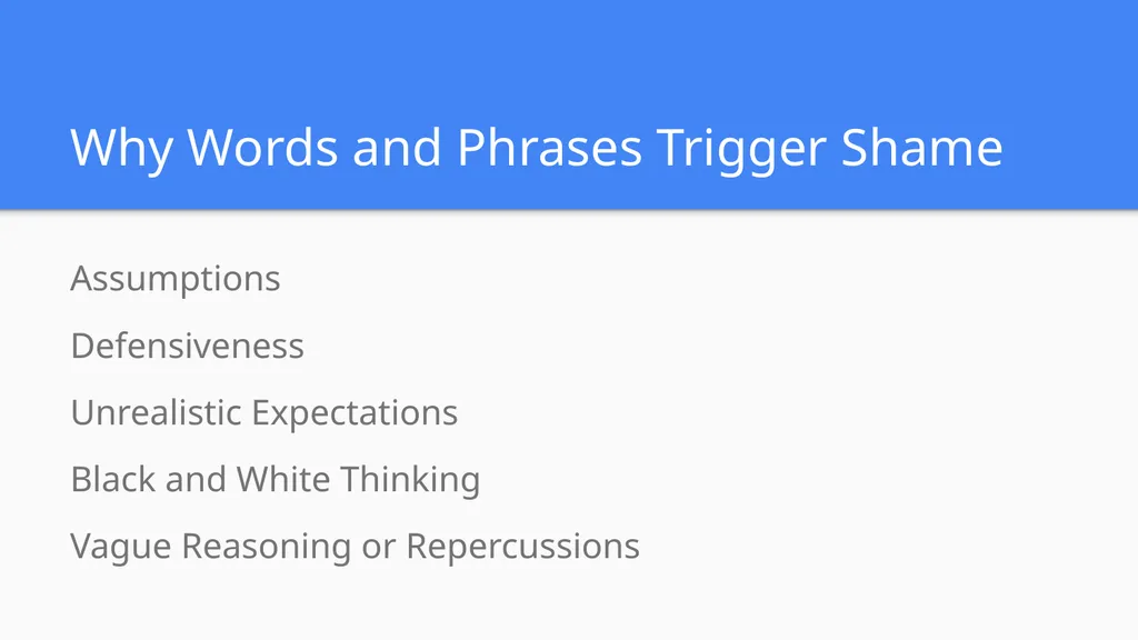 Shame Language Words and Phrases Which Can Trigger - slide 10 of 23