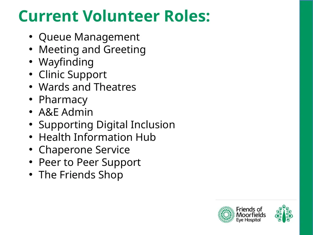 Volunteers at Moorfields Angela Smith Volunteers - slide 4 of 12