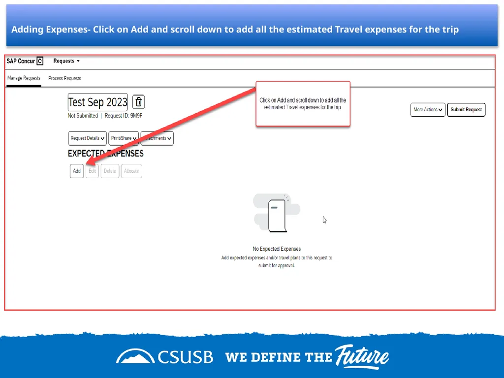 Create a domestic travel request On the single - slide 7 of 11