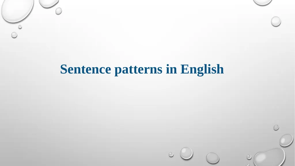 Sentence patterns in English I). Sentence pattern: - slide 1 of 8