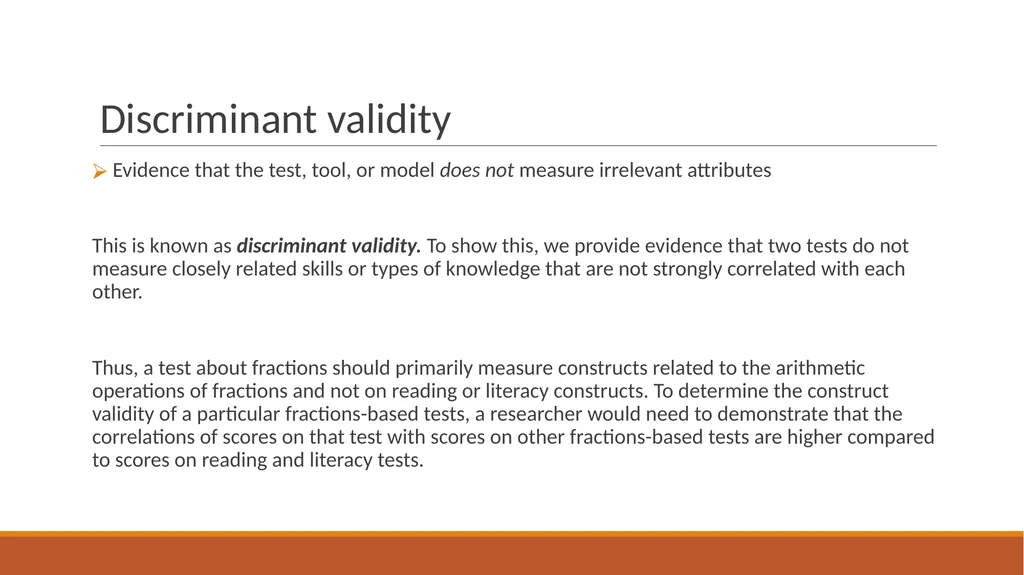 Construct Validity What is construct validity? - slide 5 of 9