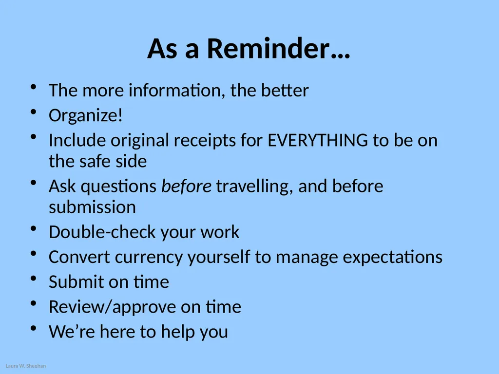 Travel and Entertainment Reimbursement Requests - slide 18 of 18