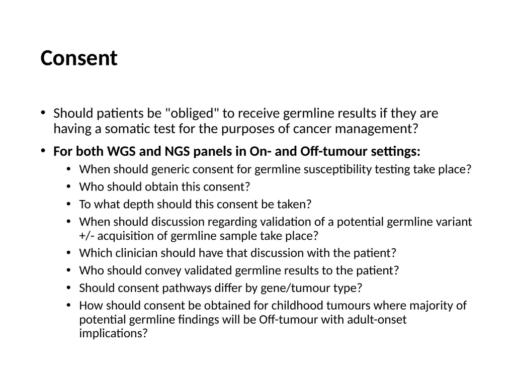 Breakout session 1 Somatic-to-germline testing - slide 13 of 16