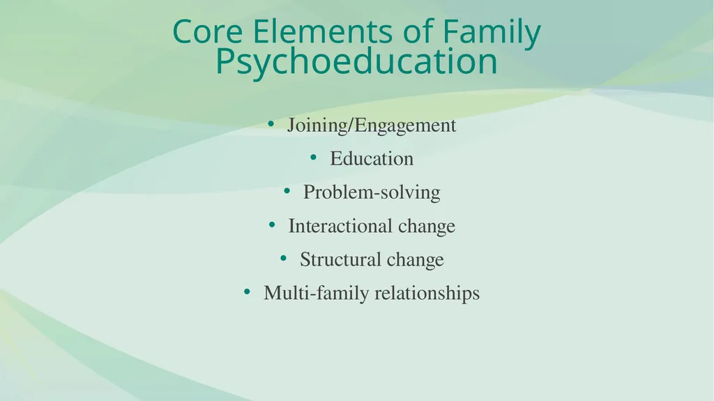 FAMILY PSYCHOEDUCATION William R. McFarlane, M.D. - slide 23 of 60
