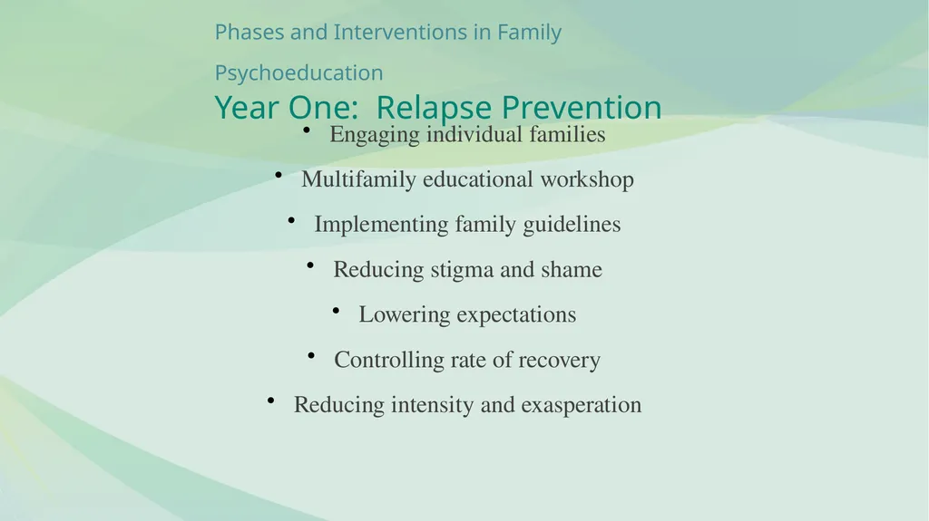 FAMILY PSYCHOEDUCATION William R. McFarlane, M.D. - slide 30 of 60