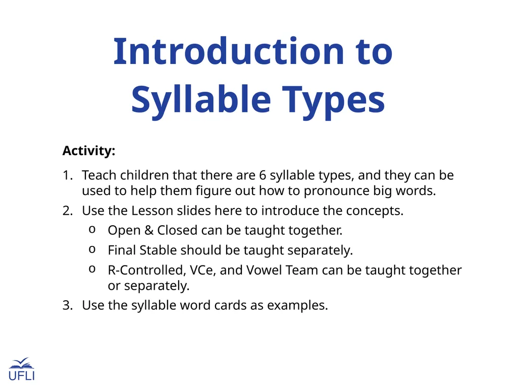 Introduction to Syllable Types fumble nation - slide 2 of 31