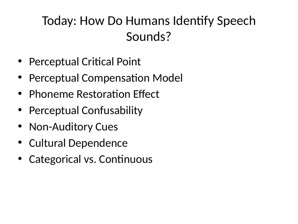 Human Speech Recognition Julia Hirschberg CS4706 - slide 4 of 21