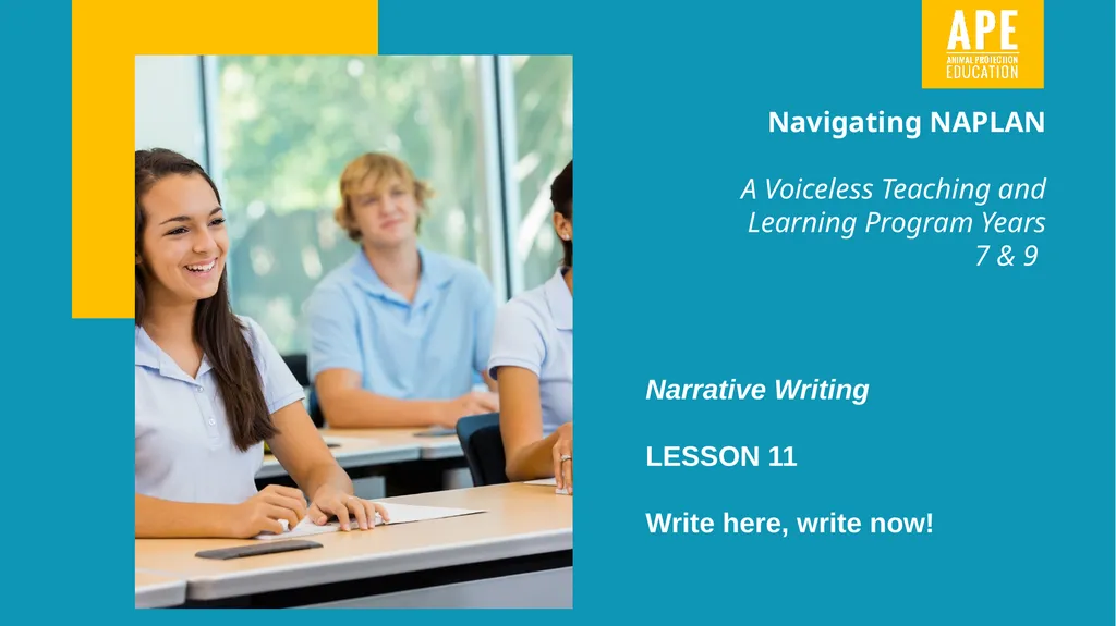 Narrative Writing LESSON 11 Write here, write now! - slide 1 of 8