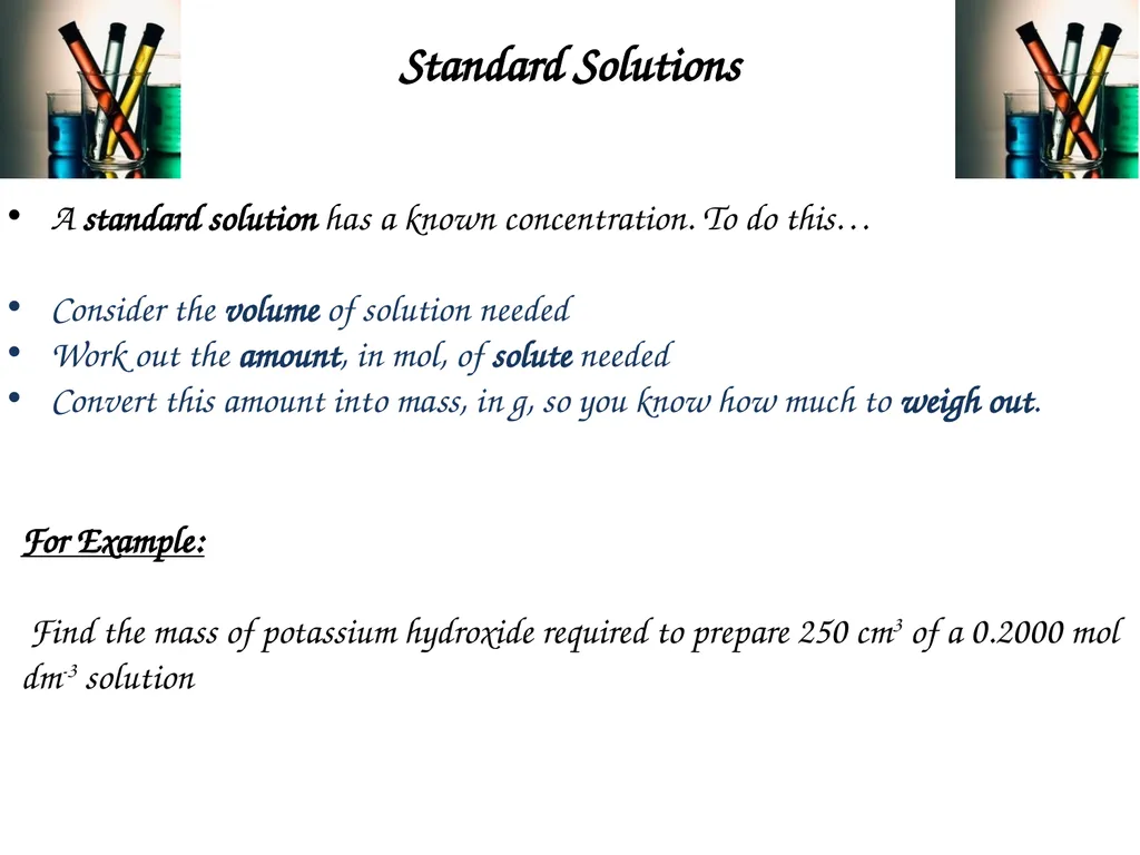 Moles and Solutions - Concentrations Learning - slide 6 of 8