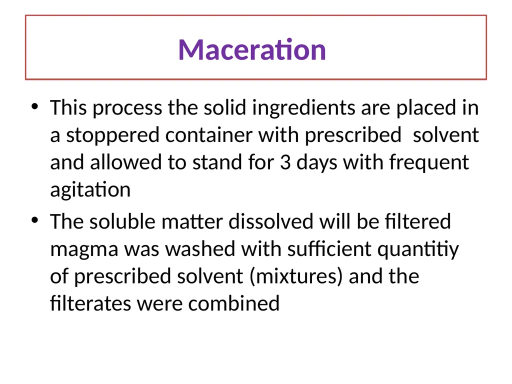 GALENICALS DEPARTMENT OF PHARMACEUTICS EXTRACTION - slide 7 of 23