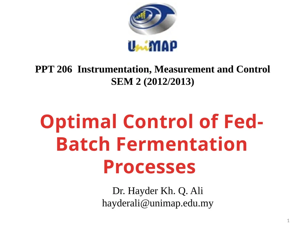 PPT 206 Instrumentation, Measurement and Control - slide 1 of 24