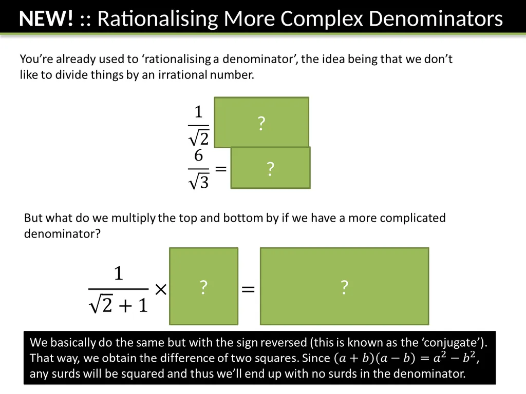 IGCSE Surds Dr J Frost - slide 3 of 6