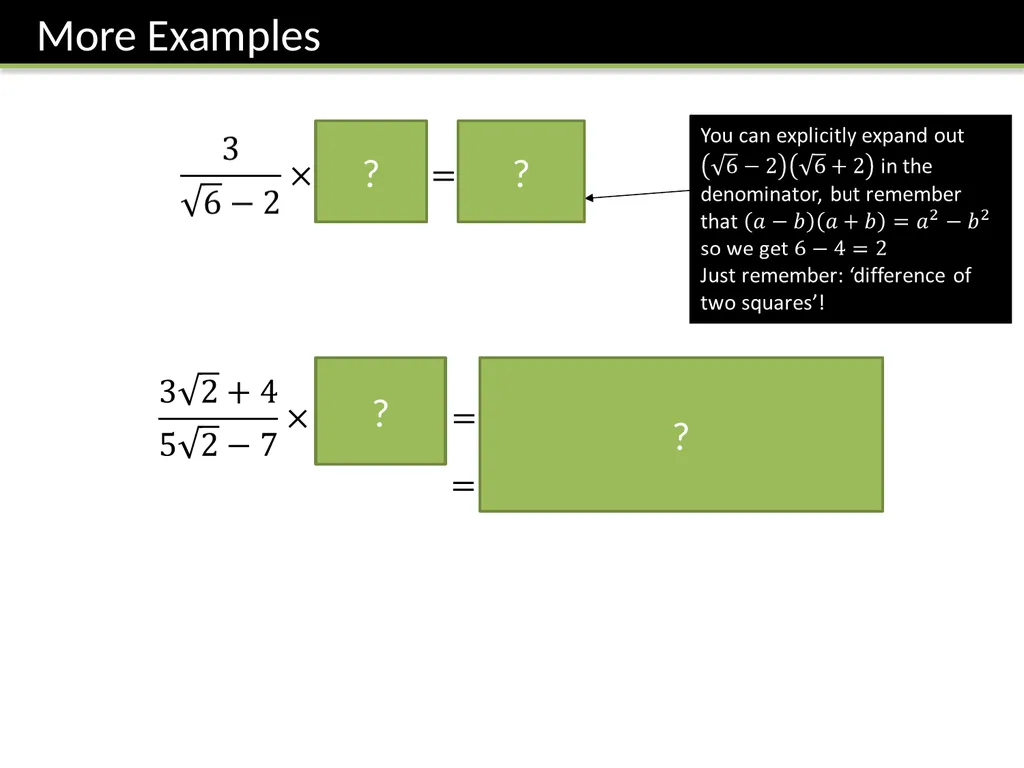 IGCSE Surds Dr J Frost - slide 4 of 6