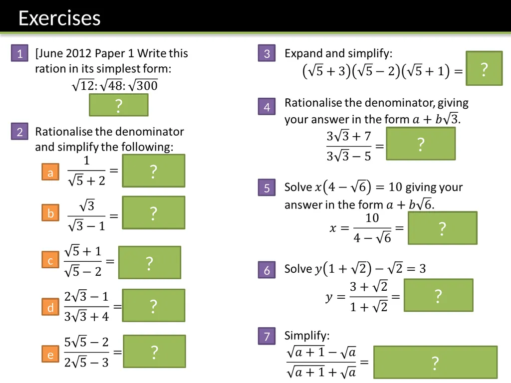 IGCSE Surds Dr J Frost - slide 6 of 6