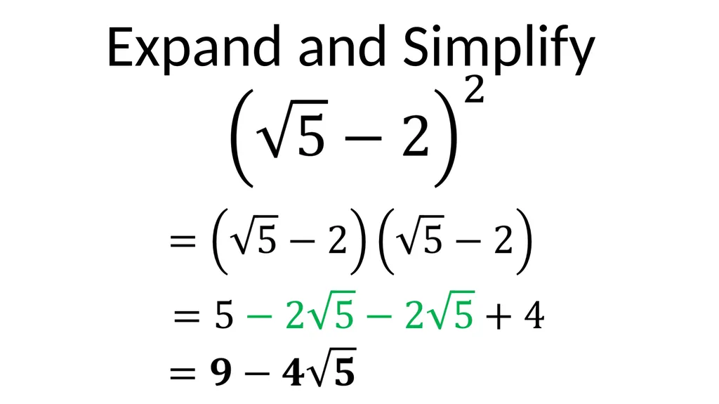 LO: Surds (Surds and Brackets) (x – 2)(x – 7) - slide 12 of 14