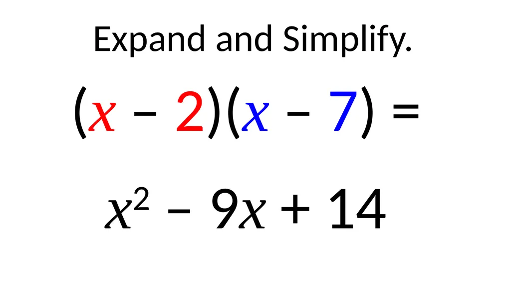 LO: Surds (Surds and Brackets) (x – 2)(x – 7) - slide 2 of 14
