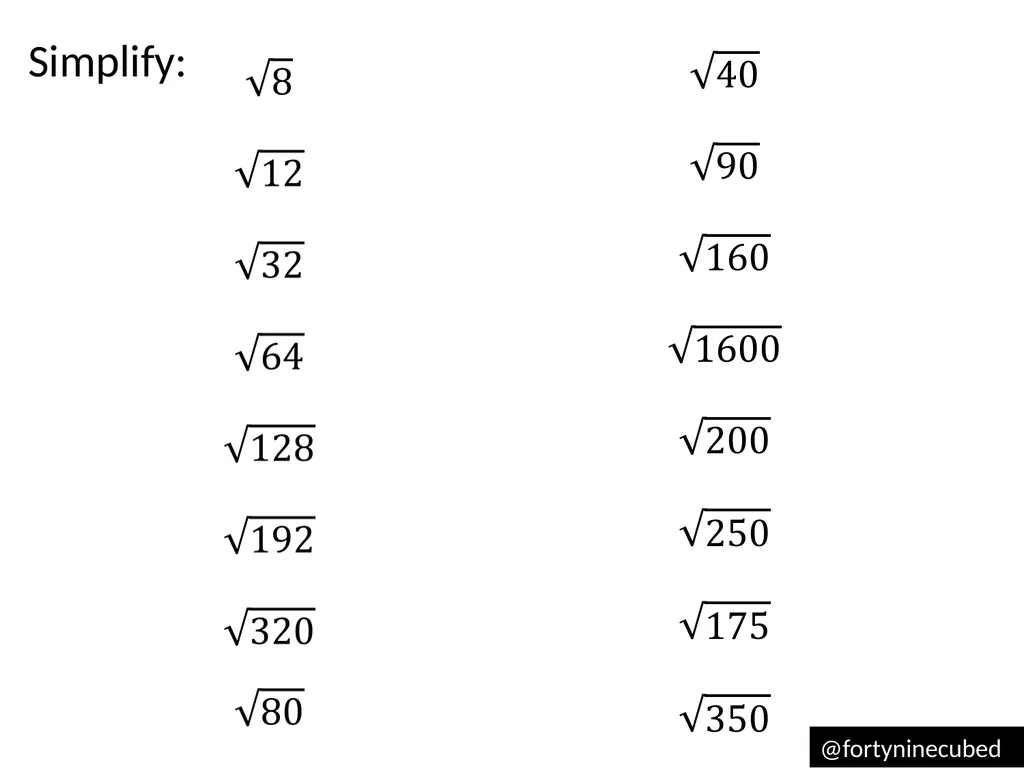 Surds: Simplifying (1) For more videos visit - slide 3 of 4