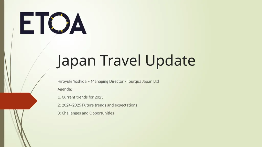 Japan Travel Update Hiroyuki Yoshida – Managing