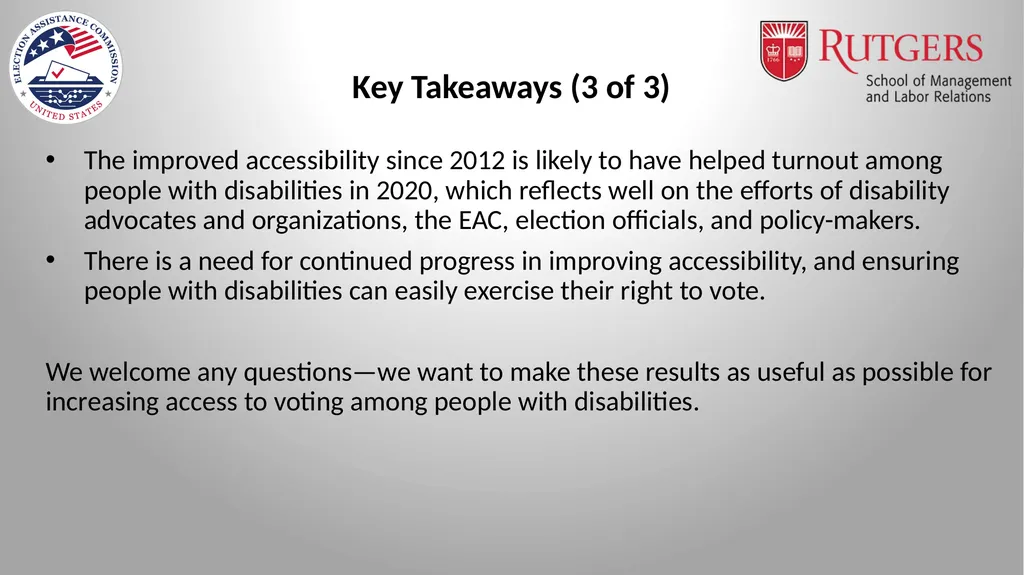 Disability and Voter Turnout in the 2020 Elections - slide 16 of 16