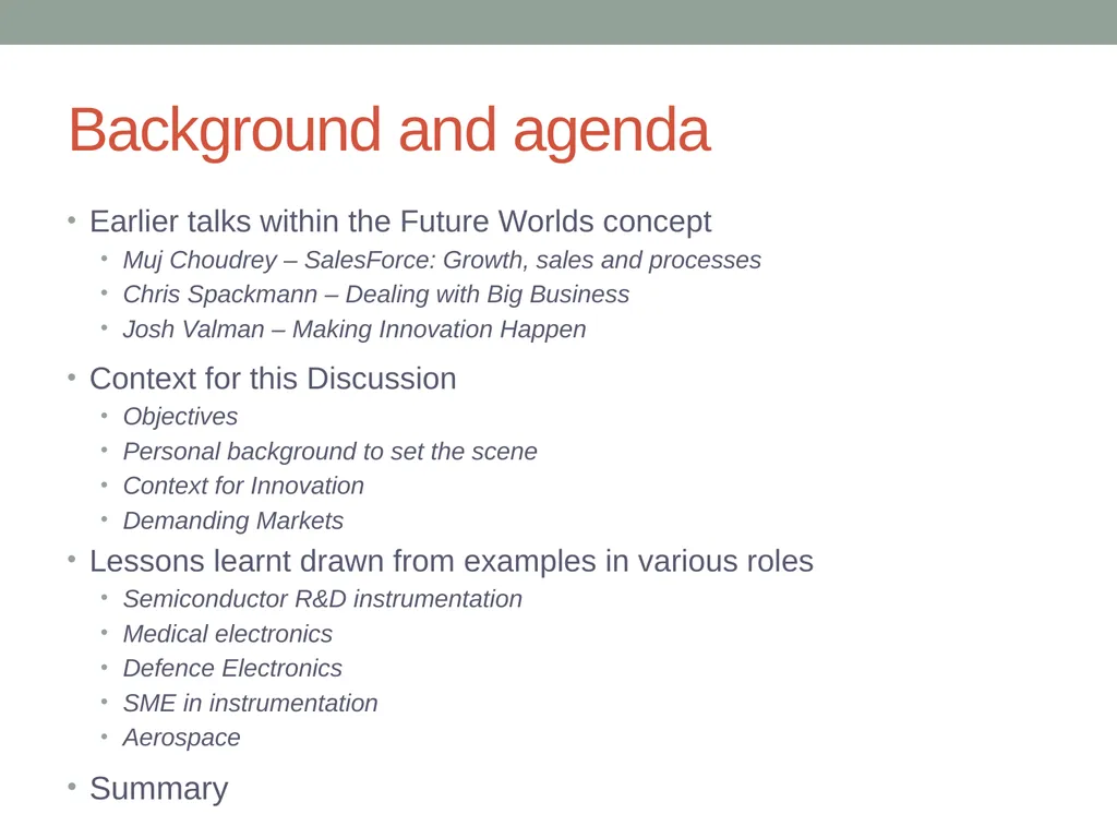 INNOVATION STRATEGIES FOR DEMANDING MARKETS Dr - slide 3 of 19