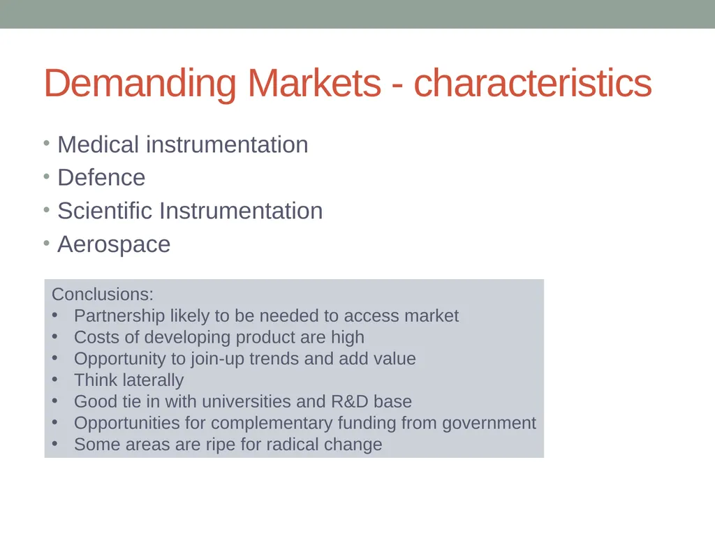 INNOVATION STRATEGIES FOR DEMANDING MARKETS Dr - slide 12 of 19