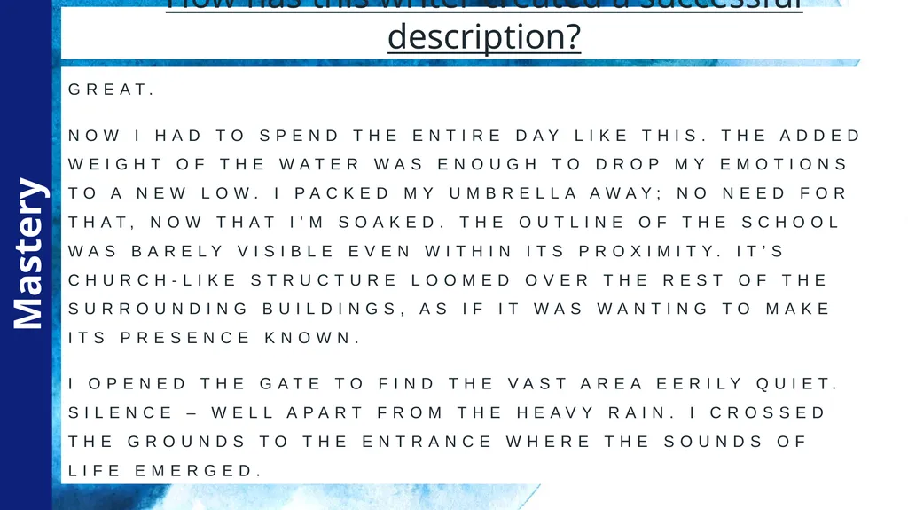 Setting Descriptions You have 10 minutes to write - slide 4 of 13