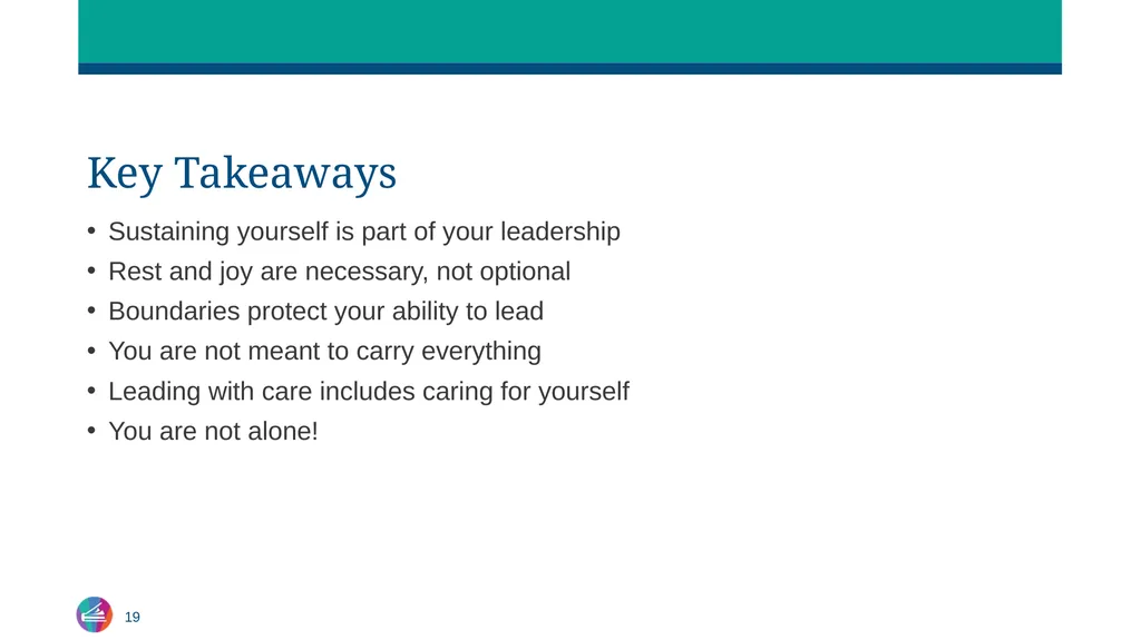 Sustaining Yourself in Leadership Centering Rest, - slide 19 of 21
