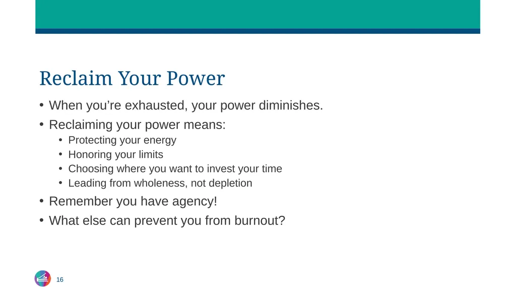 Sustaining Yourself in Leadership Centering Rest, - slide 16 of 21
