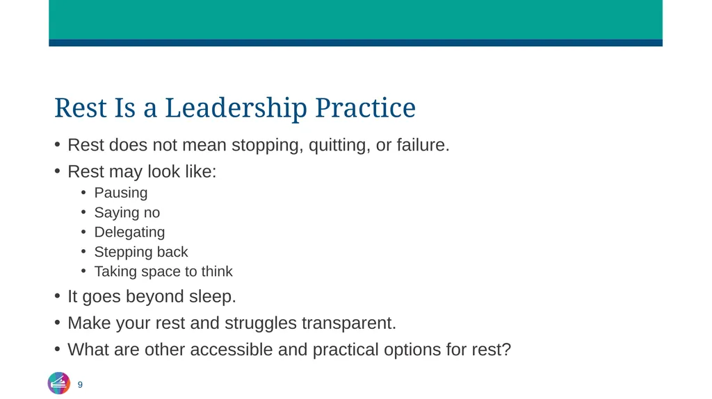 Sustaining Yourself in Leadership Centering Rest, - slide 9 of 21