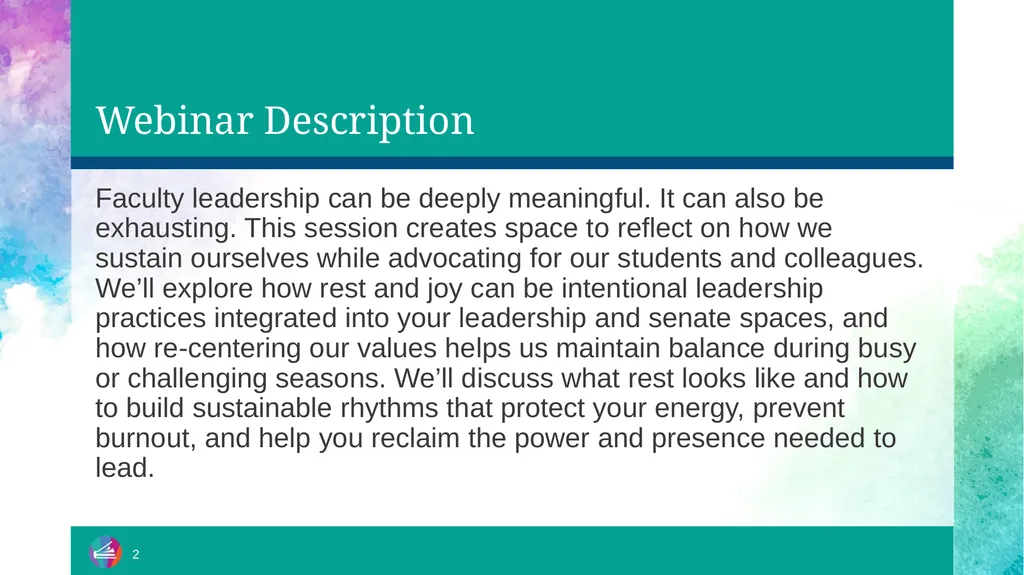Sustaining Yourself in Leadership Centering Rest, - slide 2 of 21