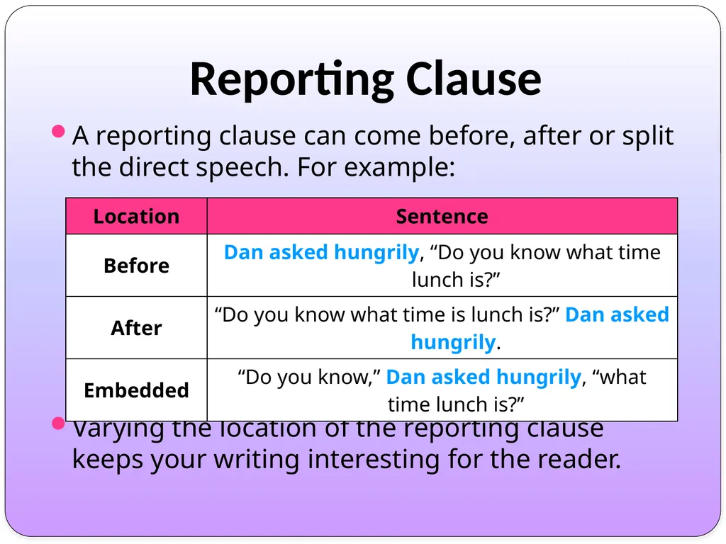 WALT: Distinguish between direct and reported - slide 17 of 31