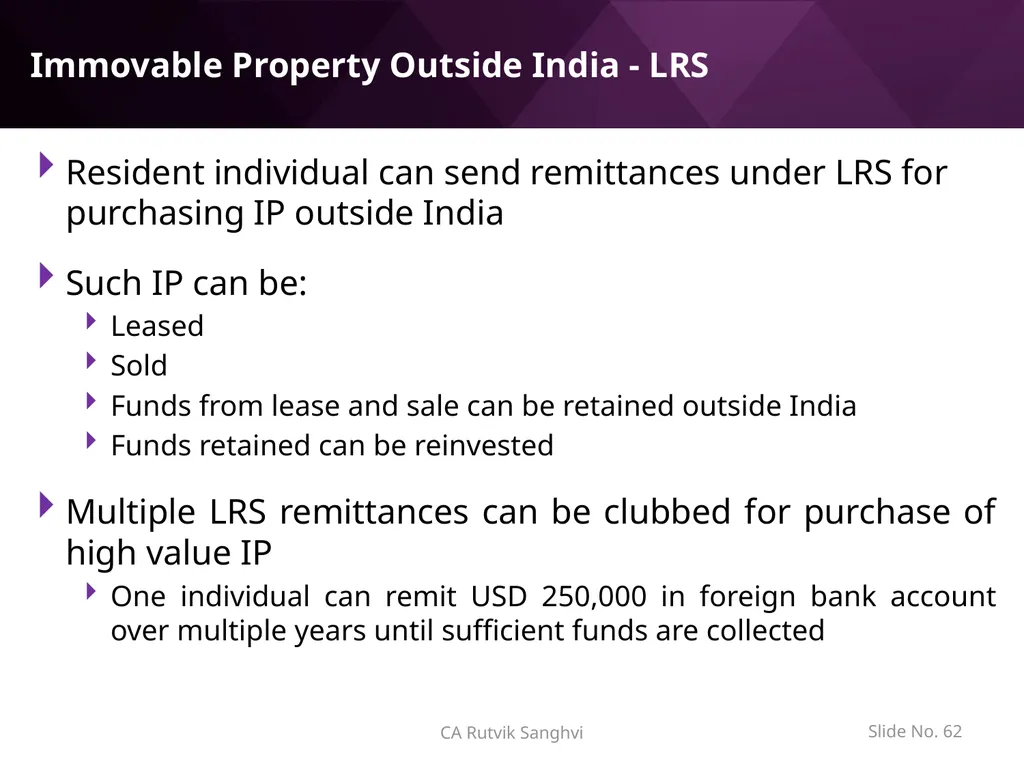 LRS remittances and Foreign investment by Resident - slide 62 of 130