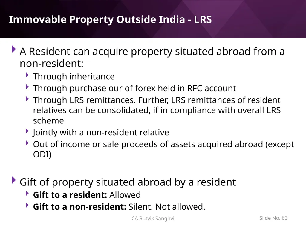 LRS remittances and Foreign investment by Resident - slide 63 of 130