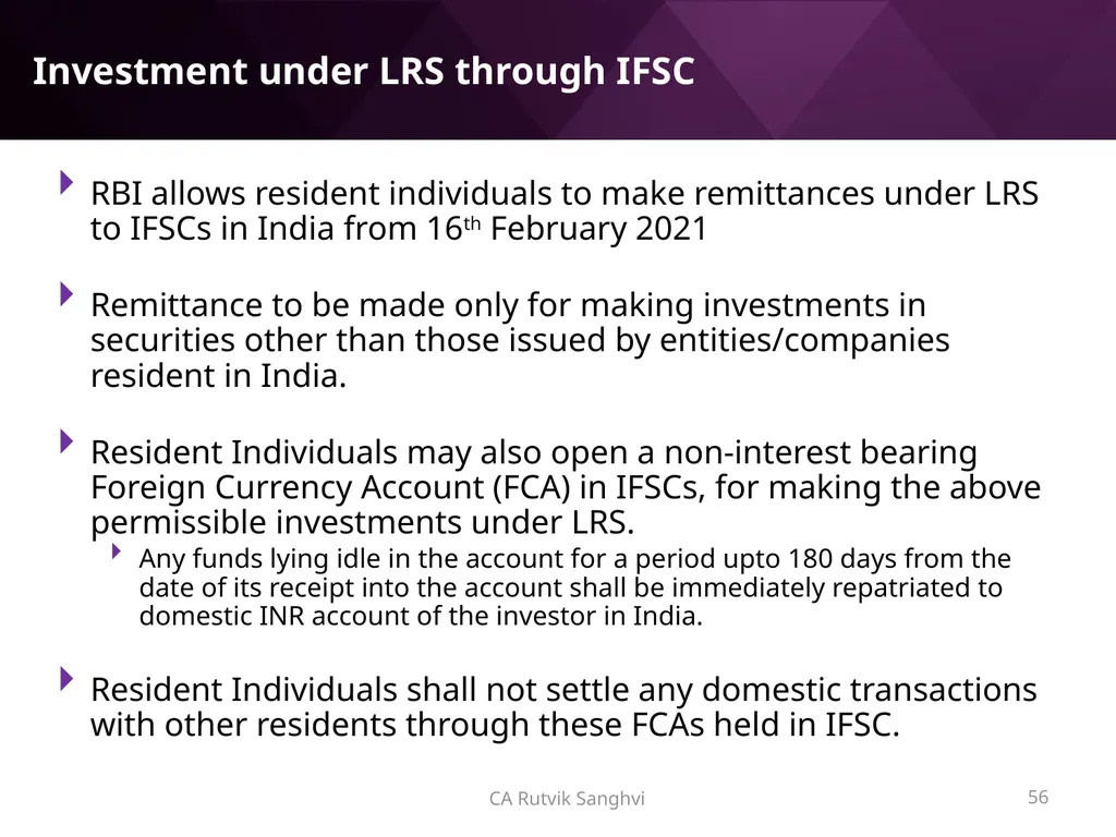 LRS remittances and Foreign investment by Resident - slide 56 of 130