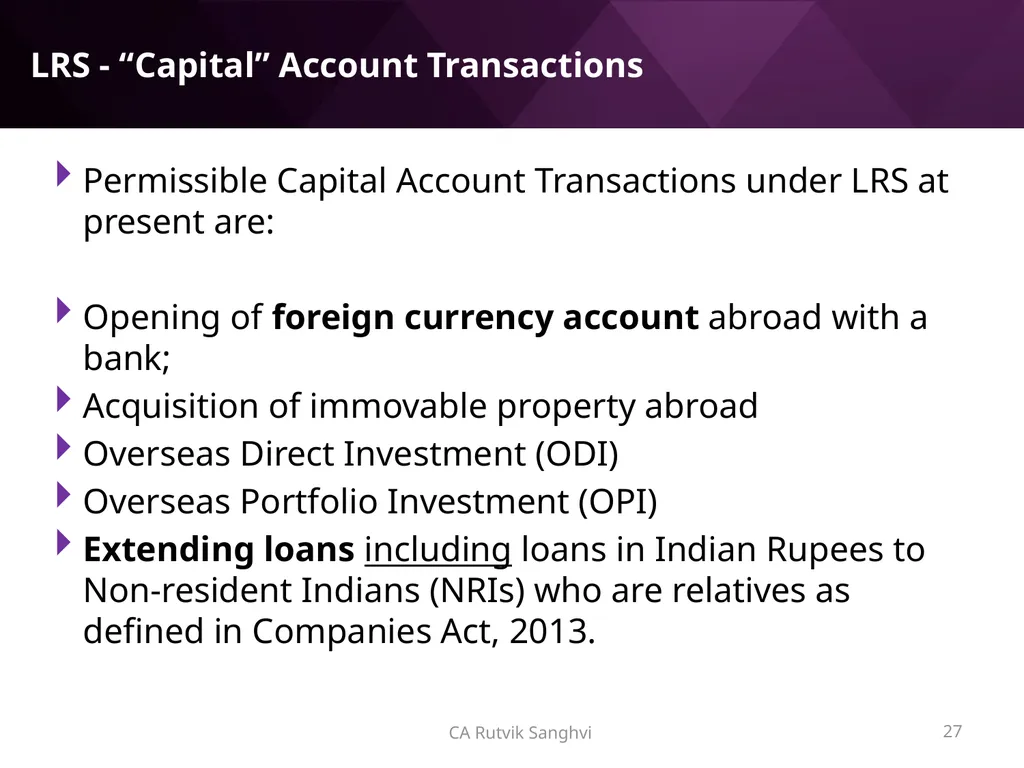 LRS remittances and Foreign investment by Resident - slide 27 of 130