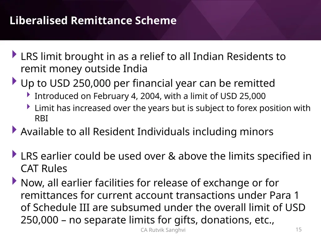 LRS remittances and Foreign investment by Resident - slide 15 of 130