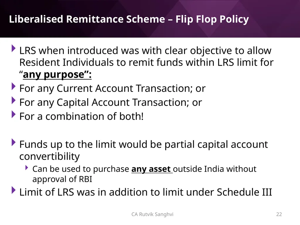 LRS remittances and Foreign investment by Resident - slide 22 of 130