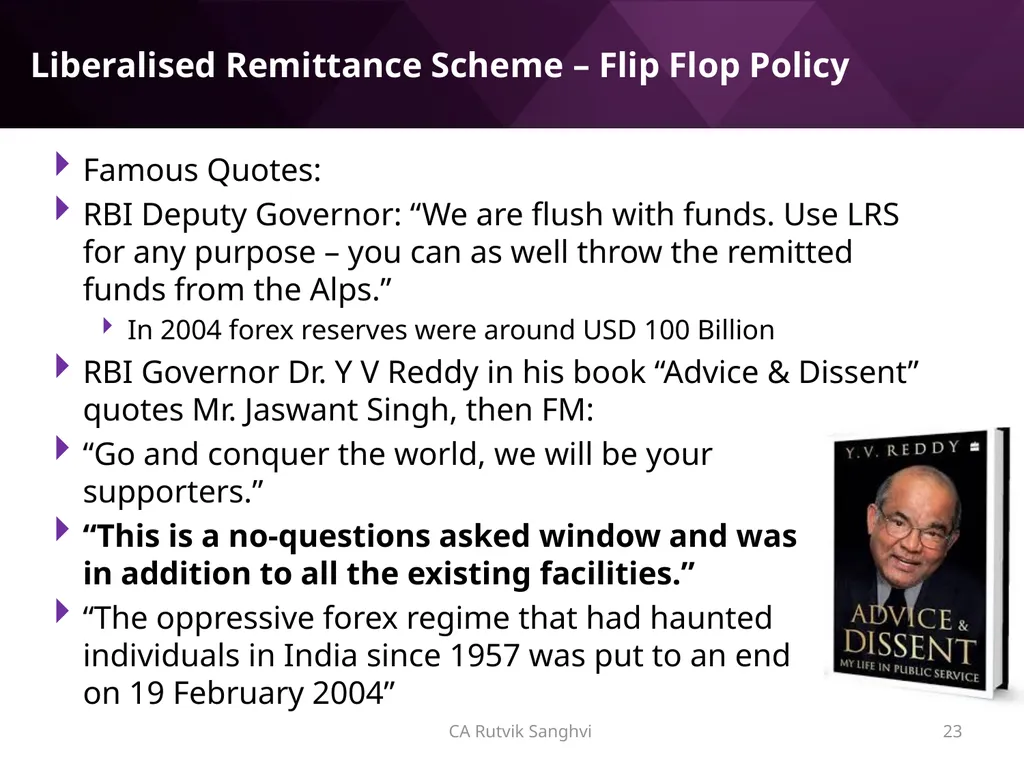 LRS remittances and Foreign investment by Resident - slide 23 of 130