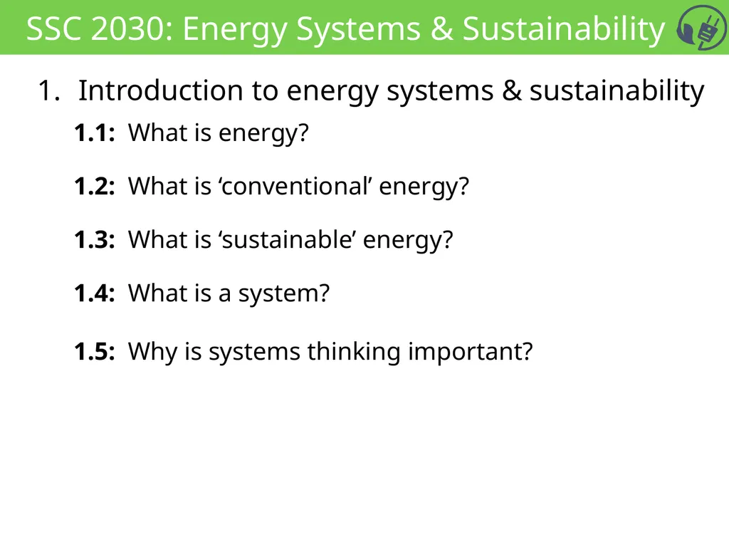 SSC 2030: Energy Systems & Sustainability - slide 1 of 14