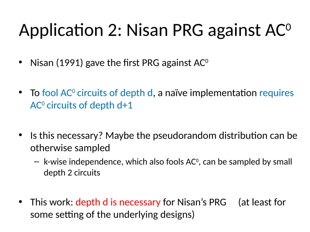 Bounded depth circuits cannot sample good codes - slide 10 of 21