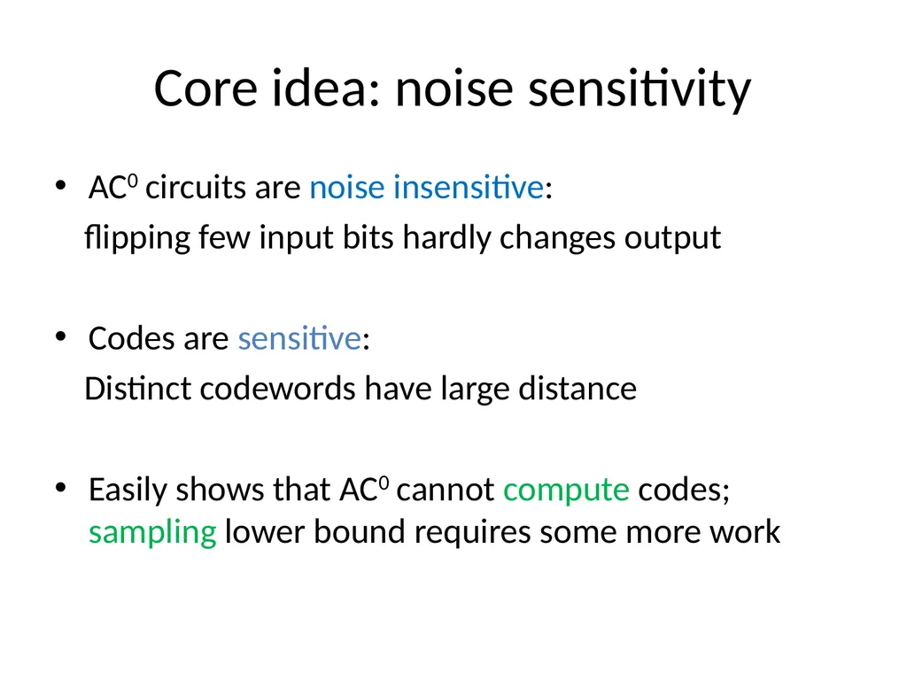 Bounded depth circuits cannot sample good codes - slide 12 of 21