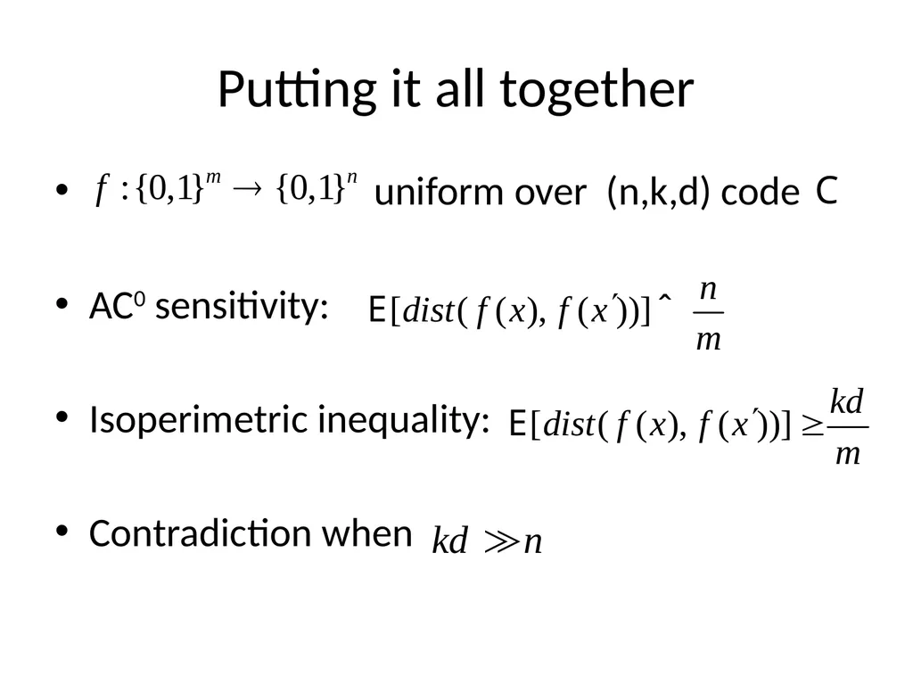 Bounded depth circuits cannot sample good codes - slide 18 of 21