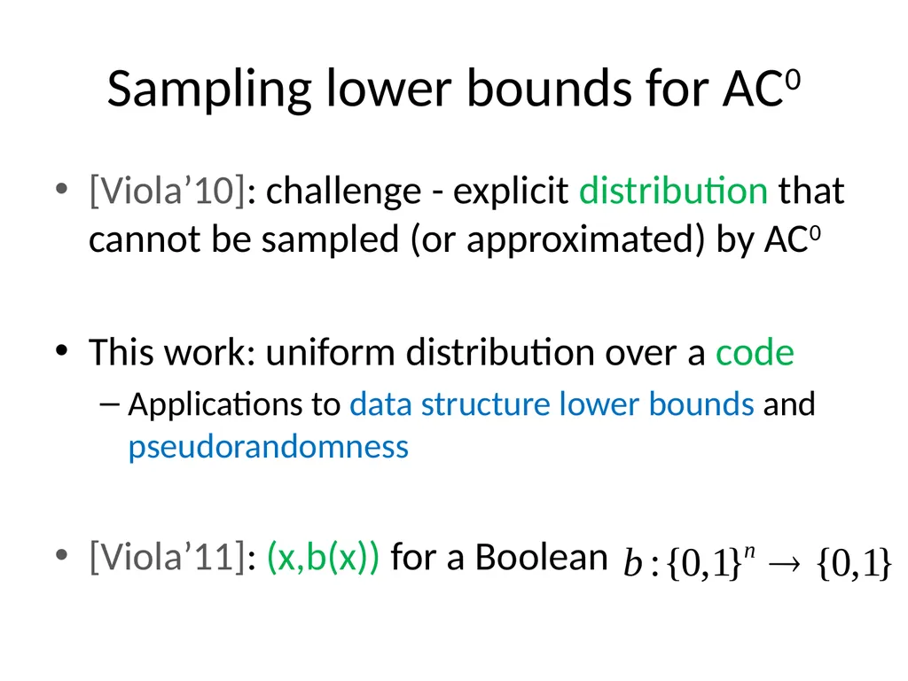 Bounded depth circuits cannot sample good codes - slide 4 of 21