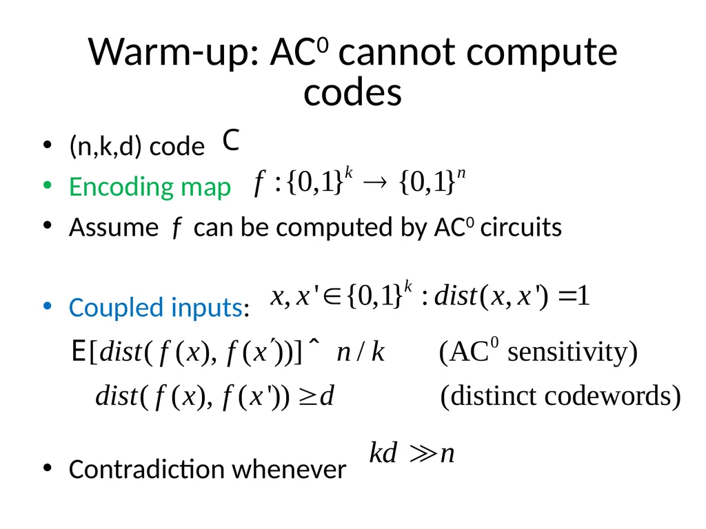 Bounded depth circuits cannot sample good codes - slide 14 of 21