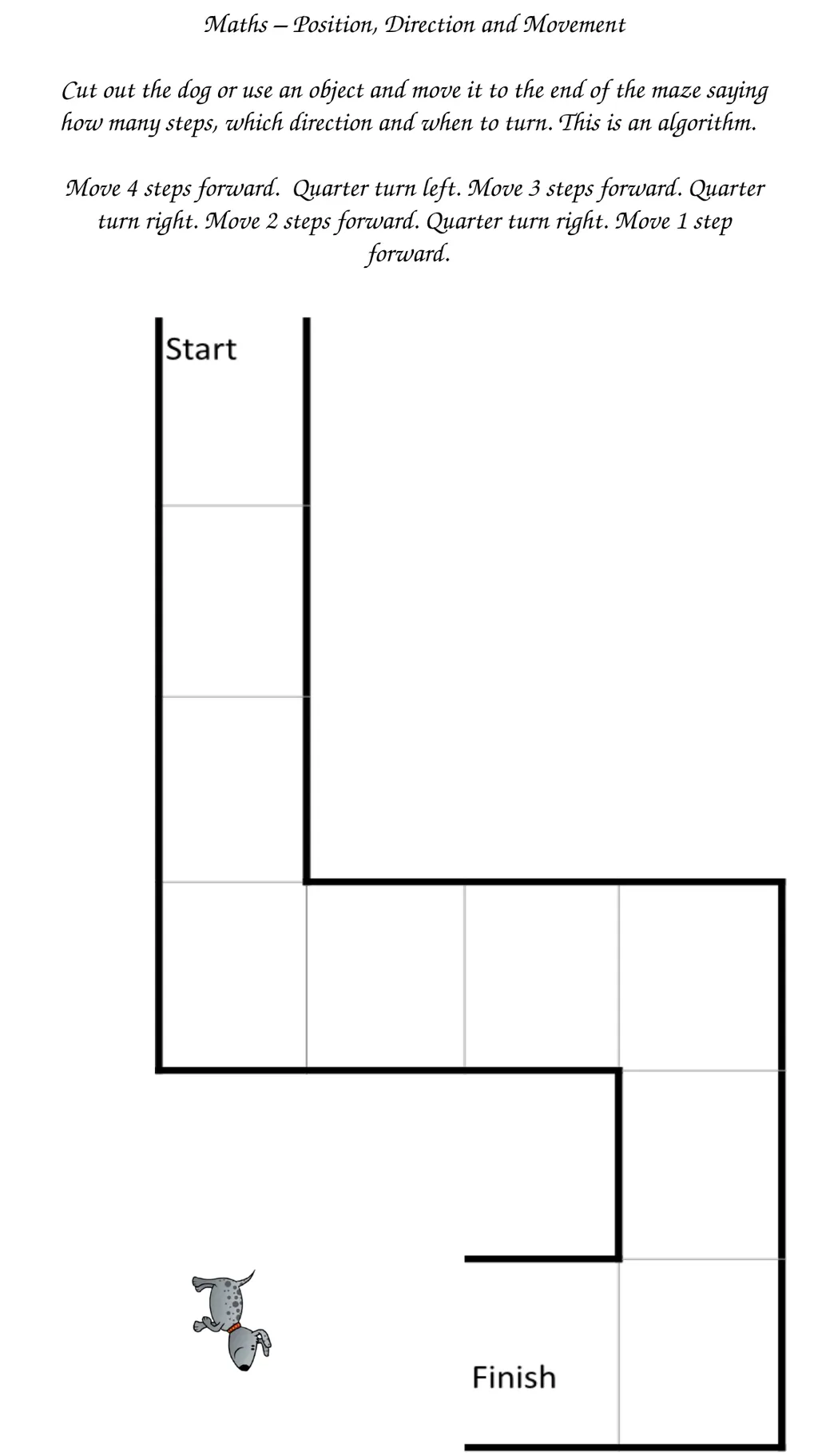 Maths – Position, Direction and Movement Say the - slide 2 of 9
