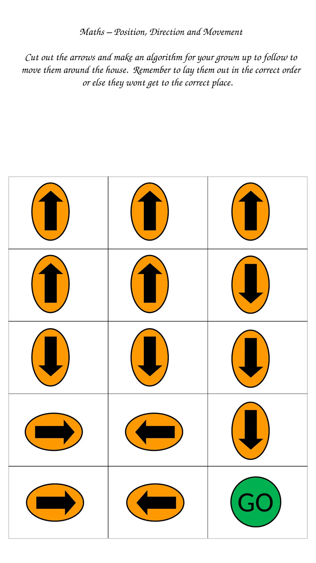 Maths – Position, Direction and Movement Say the - slide 4 of 9