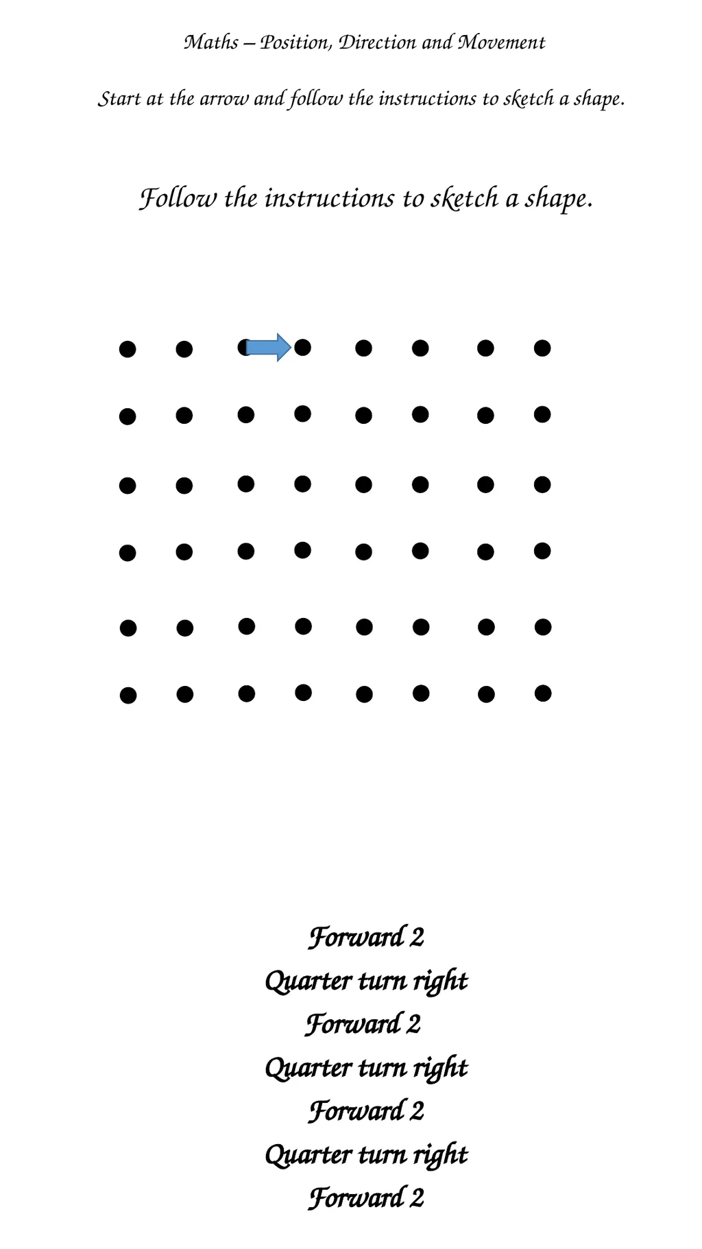Maths – Position, Direction and Movement Say the - slide 7 of 9